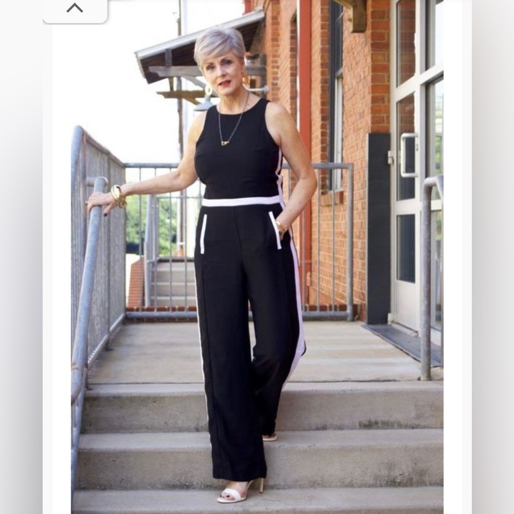 Women’s black and white jumpsuit/pantsuit